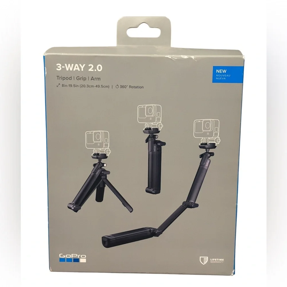 GoPro 3-Way 2.0 Tripod | Grip | Arm – 3-in-1 Mount with 360° Rotation